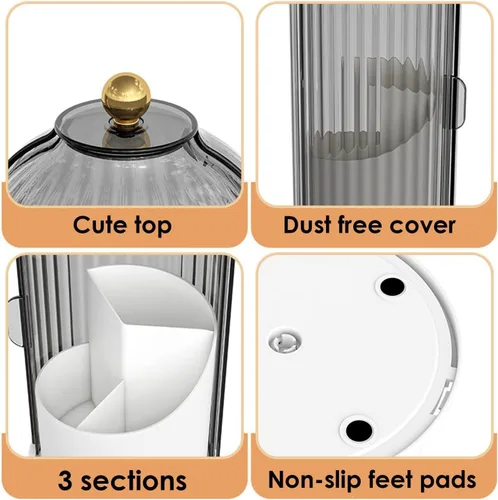 Miniatura 4 de Organizador de cuidado de la piel, organizador giratorio de 360 grados para brochas de maquillaje con tapa, organizador de brochas de maquillaje