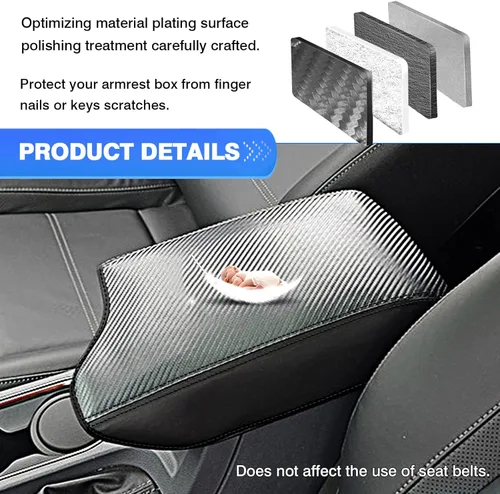 Miniatura 4 de Autorder Funda de consola central para Ford Ranger 2019-2023, accesorios para reposabrazos, funda de fibra de carbono, almohadilla de consola