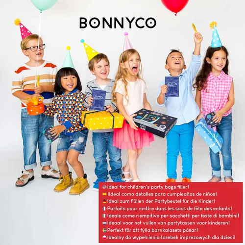 Miniatura 7 de BONNYCO Paquete de 32 bolígrafos y cuadernos de tinta invisible. Recuerdos de fiesta con temática espacial para niños, bolsas de regalo, piñata