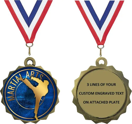 Miniatura 16 de Express Medals Various Styles 1 to 50 Pack of Engraved Gold Martial Arts Medals Trophy Award with Neck Ribbon Medal Trophies Gift Prize Karate