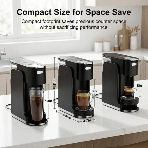 Miniatura 8 de Cafetera de una sola porción todo en 1, cafetera caliente y helada para café molido, cápsula K-Cup, NES Original y DG, cafetera espresso de 20