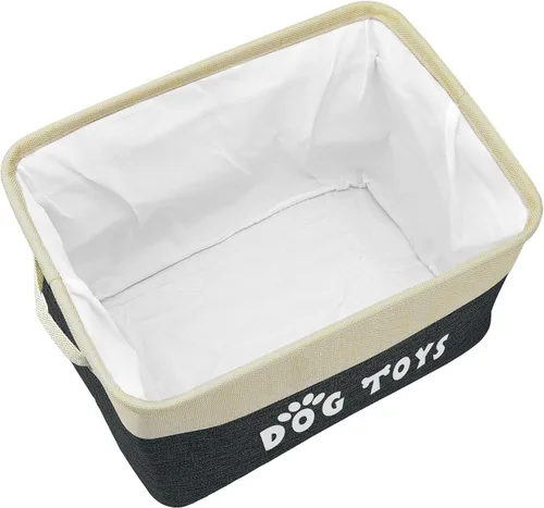 Miniatura 9 de PET ARTIST Cesta de juguetes para perros, caja plegable para juguetes para perros con asas cómodas, organizador grande de almacenamiento de juguetes