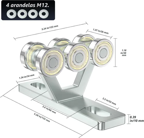 Miniatura 2 de SKTREX - Carrito de elevación de 6 ruedas con rodillos - Conjunto de carrito de puntal para elevador eléctrico - Se ajusta a canales de puntal