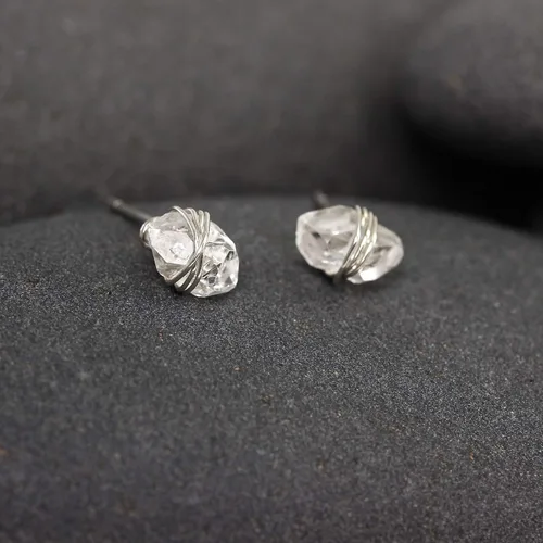 Miniatura 7 de Herkimer Diamond Stud Earrings in solid 14K, Sterling Silver, Gold Fill, or Rose Gold Fill by Lotus Stone Jewelry