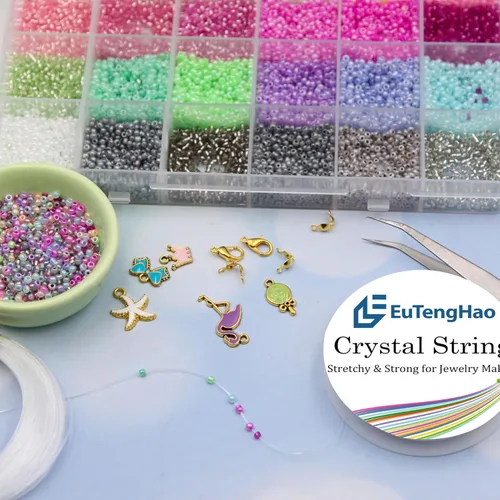 Miniatura 2 de EuTengHao 13246 cuentas de semillas de pony de 0.118 pulgadas (0.118 in) con dijes, pinzas para manualidades, pulseras, collares, aretes, joyería