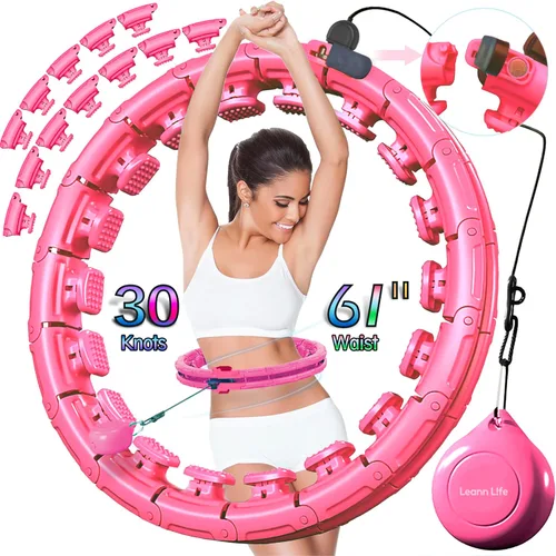 Miniatura 4 de Leann L!fe U1-30 Knots Waist 61”, Magnetic Lock Smart Weighted Hula Hoop for Adults Weight Loss, Infinity Hoop Plus Size, Children Adult Home