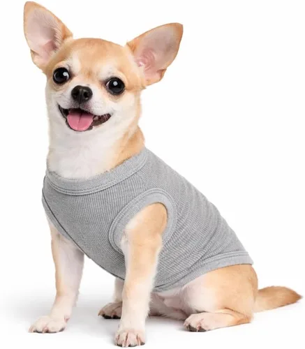 Miniatura 60 de Lovelonglong Ropa para mascotas de verano 2019, ropa para perro, camisetas en blanco, camisetas acanaladas, chalecos de hilo superior para perros