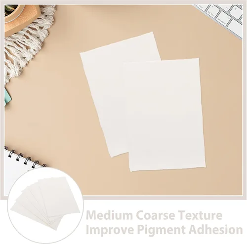 Miniatura 3 de BCOATH 20 Sheets Handmade White Cotton Watercolor Paper with Rough Deckled Edge, Textured Art Paper for Painting, Crafting, Invitations, and