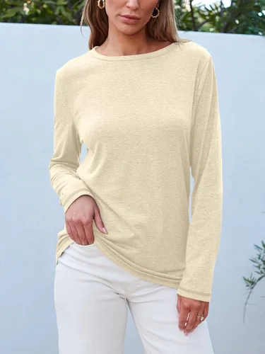 Miniatura 20 de SUNBS Paquete de 3 camisas de manga larga para mujer, ajuste holgado, ropa de otoño, ropa de moda 2025, camisetas básicas de entrenamiento, trajes