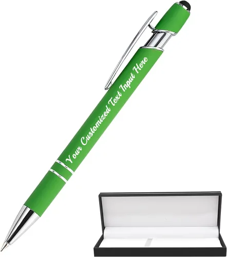 Miniatura 34 de Bolígrafo personalizado, 50 bolígrafos personalizados, grabado a granel con logotipo de nombre, lápiz digital de tinta negra suave con toque