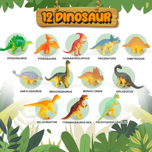Miniatura 2 de Juguetes de dinosaurio, libro de sonido de dinosaurio con paquete de 12 figuras de juguete, rugidos realistas, interactivo, perfecto para niños