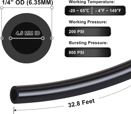 Miniatura 2 de Hromee Tubo de línea de aire de 1/4 pulgadas (0.250 in) OD Tubo neumático de nailon 32.8 pies 32.8 ft manguera de aire para sistema de freno de aire