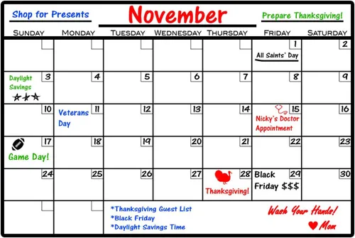 VWAQ Calcomanía de pared con calendario de borrado en seco con marcadores, pizarra blanca para despegar y pegar, DRV1 (8 pulgadas de alto x 12