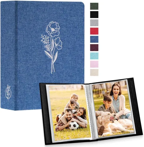 Miniatura 31 de Lanpn - Álbum de fotos autoadhesivo de lino, 40 páginas, álbum de fotos para manualidades, páginas adhesivas magnéticas, contiene fotos de 4 x 6, 7