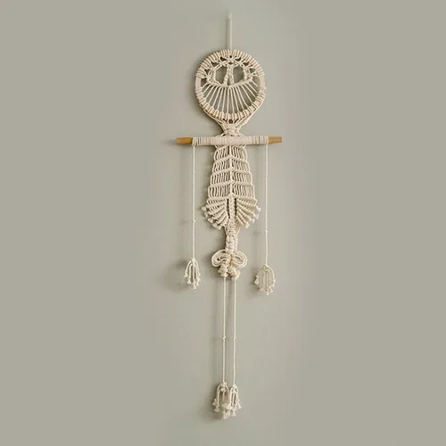 Miniatura 4 de VIVIANYO HD Tapiz bohemio de macramé para colgar en la pared, decoración de Halloween, esqueleto humano, 42 pulgadas, bonita decoración de calavera
