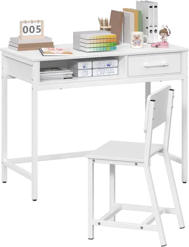 Miniatura 2 de MAHANCRIS Juego de escritorio y silla para niños, escritorio de escritura para estudiantes, escritorio de estudio para niños con clasificador