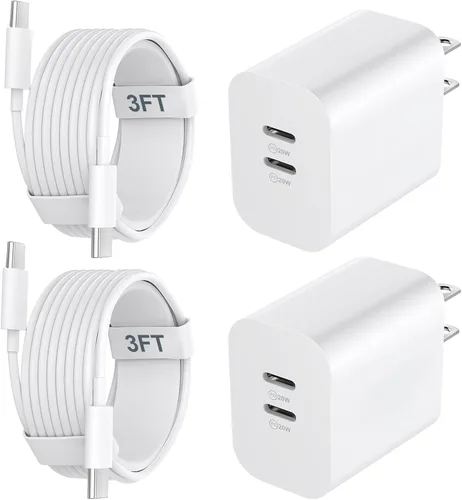 Miniatura 17 de Cargador para teléfono 15/16/17 Pro Max de carga rápida, bloque de carga USB C de doble puerto de 20 W con cable de carga USB C a C de 6.6 pies