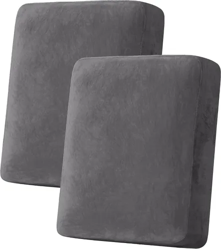 Miniatura 78 de H.VERSAILTEX - Funda de terciopelo elástica y afelpada para protección de cojines de sofá biplaza, silla o sofá, 2 piezas, tamaño grande, color gris
