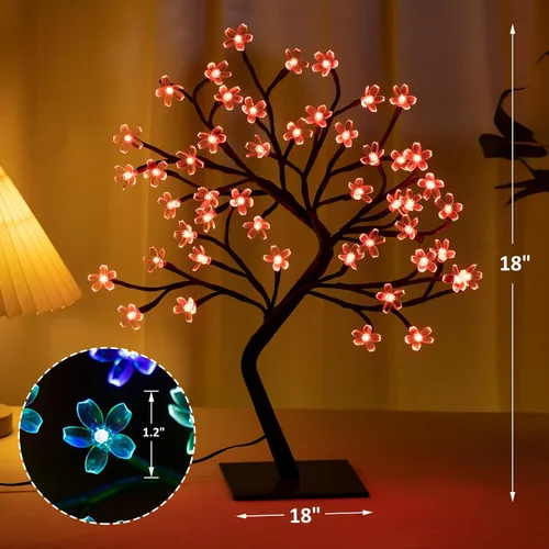 Miniatura 9 de BDUSXYZ Juego de 2 Árboles de Cerezo Iluminados - 48 LED, 16 Cambios de Color, 4 Modos, Árbol Bonsái Artificial Enchufable como Luces Nocturnas