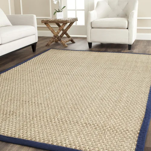 Miniatura 38 de Safavieh Natural Fiber NF114P - Alfombra redonda de hierba marina, tejido de canasta, con borde, de 244 cm, color gris Natural/ gris