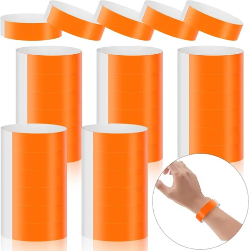 Miniatura 8 de 500 pulseras de papel para eventos, pulseras de fiesta de neón impermeables, bandas adhesivas para identificación de conciertos clubes, pulseras 10