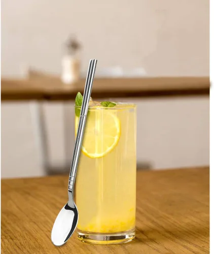 Miniatura 4 de Saedy 12 cucharas de té de mango largo, cuchara mezcladora de acero inoxidable Para el té helado de batido