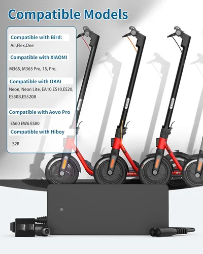 Miniatura 4 de VHBW Cargador de 42V 2A para batería de scooter de iones de litio de 36V, enchufe DC ID de 0.315 in OD 0.197 in, para Bird Air/Flex/One, Xiaomi