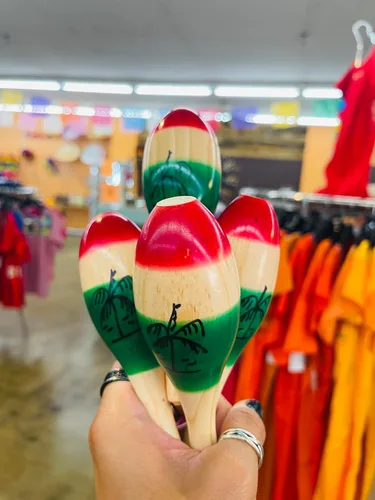 Miniatura 2 de Leos Imports Maracas mexicanas hechas a mano, 3 colores de madera tradicional para Cinco de Mayo, bodas, fiestas y más