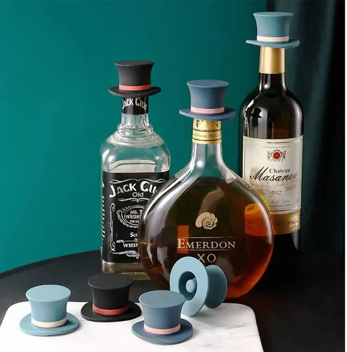 Miniatura 7 de MosaiRudo Tapones de vino de silicona, tapas de botellas reutilizables en forma de sombrero, tapón de botella de vino champán, para herramientas