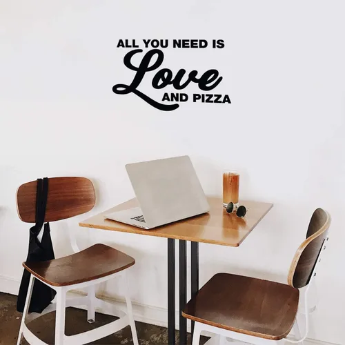 Calcomanía de vinilo para pared, All You Need is Love and Pizza, 14 x 23 pulgadas, divertida inspiradora para amantes de la pizza, decoración del