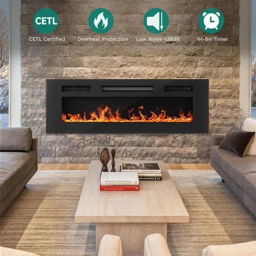 Miniatura 4 de YITAHOME Insertos de chimenea eléctrica de 36 pulgadas, calentadores de chimenea para uso en interiores, empotrados o montados en la pared, control