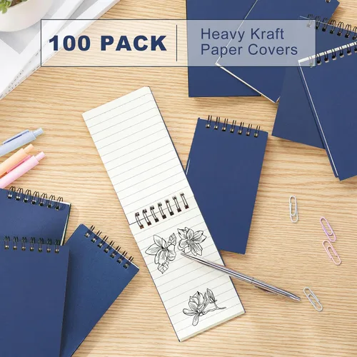 Miniatura 3 de Tenceur 100 piezas de cuadernos de bolsillo pequeños a granel, 3 x 5 pulgadas, cuadernos de notas en espiral mini con tapa superior, cuadernos