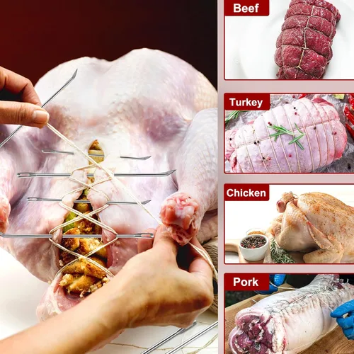 Miniatura 4 de Ofargo Agujas para Atar Carne, Agujas de Asado para Atar Pavo Asado, Pollo, Piel de Cerdo, Cerdo Entero, Cordero y Cerdo al Espetón; Dos de Cada