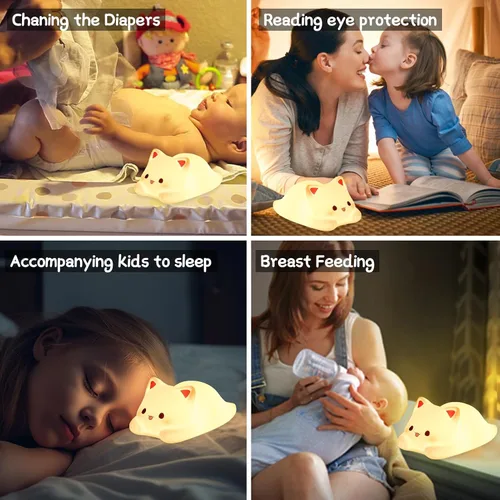 Miniatura 6 de ZKLiLi Luz nocturna para niños, lámpara de gato de 16 colores, linda lámpara, luces nocturnas regulables para bebé para guardería, luz nocturna