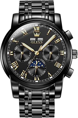 Miniatura 7 de OLEVS Relojes para hombre automático mecánico de cuerda automática reloj de pulsera multifunción calendario impermeable luminoso