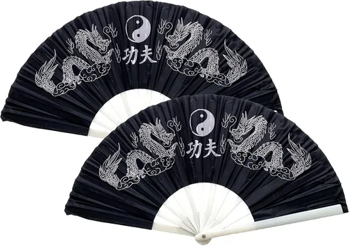 Miniatura 4 de Paquete de 2 abanicos de mano plegables grandes con dragones chinos para decoración del hogar, raves, festivales, conciertos, espectáculos - 13 Rojo