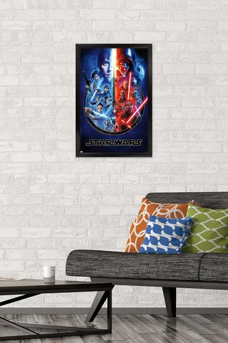 Miniatura 2 de Trends International Star Wars - Póster de pared Skywalker Saga, 14.725 x 22.375 pulgadas, versión enmarcada de madera de granero