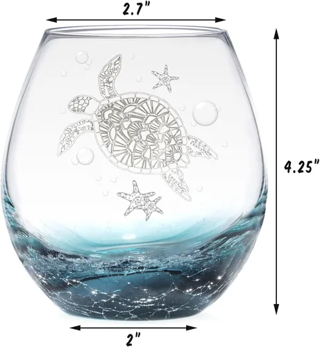 Miniatura 8 de Copa de vino sin tallo de tortuga marina para mujeres, 19 Oz, regalos de cumpleaños únicos ideales para amantes de las tortugas, regalos del Día