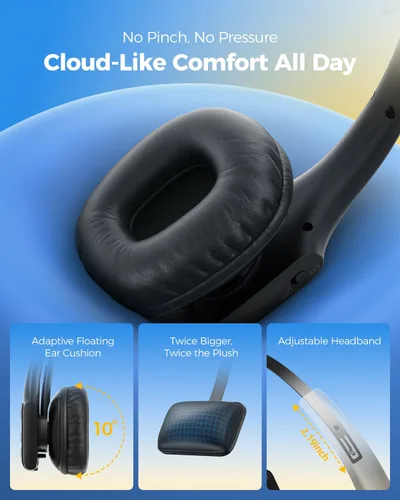 Miniatura 4 de Trucker Bluetooth Headset, Wireless Headset with Mic for Work, Upgraded V5.3 Dual Noise Cancelling Microphones, Mute Button, Multipoint, 53H