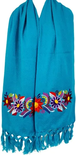 Miniatura 3 de Leos Imports Chal Rebozo Mexicano Chiapas con Bordado de Flores