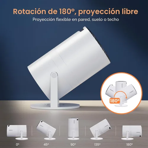 Miniatura 6 de WISHOLY Mini proyector con WiFi y Bluetooth, proyector de películas portátil con rotación de 180°, compatible con 1080P HD, corrección vertical