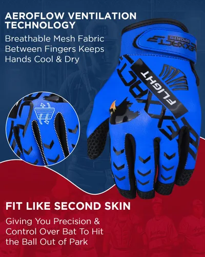 Miniatura 4 de Exxact Sports Guantes de bateo de béisbol para jóvenes y adultos con palma de cuero texturizada, guantes de bateo de sóftbol para mujeres/hombres