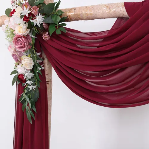 Miniatura 6 de MoKoHouse Cortinas de arco de boda, 3 paneles, 6 yardas, cortina de telón de fondo transparente, tela de gasa para fiestas, ceremonias, escenarios