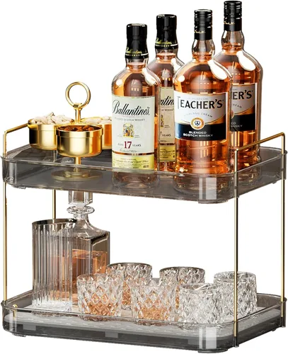 Miniatura 11 de Seoneiro Bandeja de whisky, estante para tazas de vidrio, soporte para tazas, organizador de taza de café, encimera de baño con tabla de drenaje