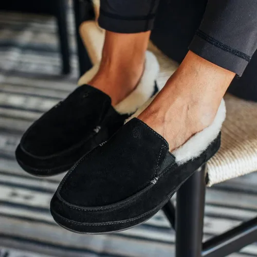 Miniatura 5 de OLUKAI Ku'una - Pantuflas sin cordones para mujer, piel de oveja auténtica y nobuck de alta calidad, diseño de talón caído, ajuste cómodo