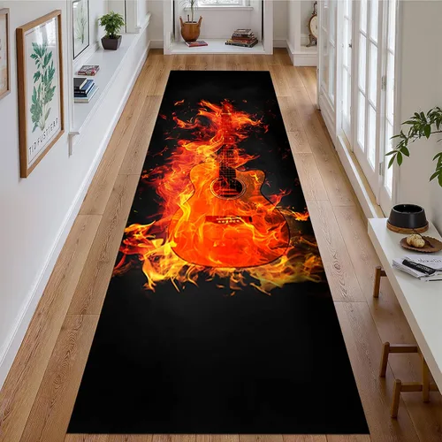 Miniatura 10 de Alfombra musical vintage, 2 x 8 pies, estilo retro, teclas de piano, notas musicales, notas musicales, alfombras de pasillo largas, suaves