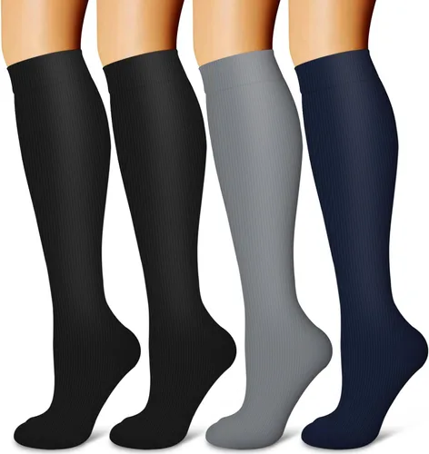 Miniatura 65 de Laite Hebe 4 pares de calcetines de compresión para mujeres y hombres, el mejor apoyo para enfermeras, correr, atletismo