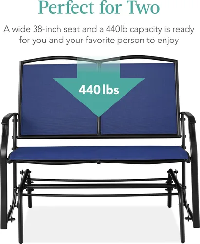 Miniatura 6 de Best Choice Products Balancín de acero para 2 personas para patio al aire libre, balancín de dos plazas para terraza, porche con tela de textileno