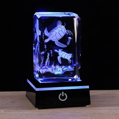 Miniatura 9 de Regalos de delfines de cristal grabados con láser 3D de Qianwei para mujeres y hombres, figuras de vidrio de delfines para decoración de habitación