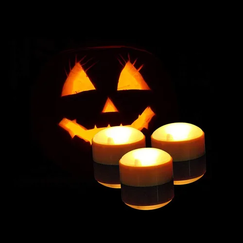 Miniatura 5 de iZAN Paquete de 3 luces LED de calabaza a pilas con control remoto y temporizador, juego de velas parpadeantes brillantes sin llama para decoración